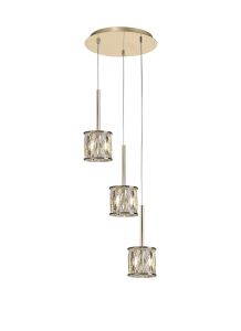 Acacia 30cm 3 Light G9 2m Round Pendant French Gold / Clear Crystal Shade