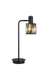 Acacia 1 Light G9 Reader Crystal Table Lamp Satin Black & Smoke Crystal Shade