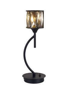 Acacia 1 Light G9 Vertical Crystal Table Lamp Satin Black & Smoke Crystal Shade