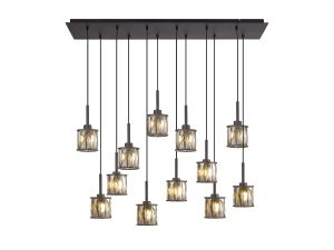 Acacia 12 Light G9 2m Linear Pendant Satin Black / Smoke Crystal Shade