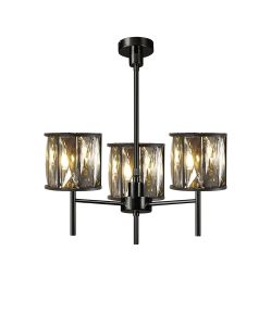 Acacia 45.5cm 3 Light G9 Telescopic Light Satin Black / Smoke Crystal Shade