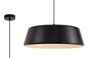 Morgana 50cm Single Large Pendant, 1 Light Adjustable E27, Gloss Black/Gloss White