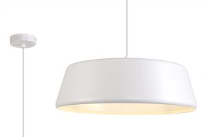 Morgana 50cm Single Large Pendant, 1 Light Adjustable E27, Gloss White/Gloss White