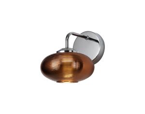 Mozarella Wall Lamp Switched, 1 x 8W LED, 4000K, Copper/Polished Chrome, 3yrs Warranty