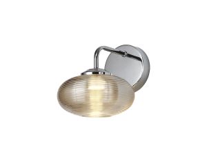 Mozarella Wall Lamp Switched, 1 x 8W LED, 4000K, Champagne/Polished Chrome, 3yrs Warranty