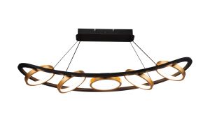 Corvus Linear Pendant, 5 Ring, 36W LED, 3200K, 2200lm, Satin Black / Gold, 3yrs Warranty