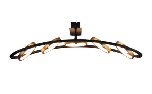Corvus Linear Ceiling, 5 Ring, 36W LED, 3200K, 2200lm, Satin Black / Gold, 3yrs Warranty