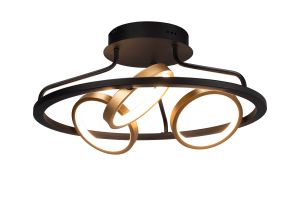 Corvus 50cm Round Ceiling, 3 Ring, 25W LED, 3200K, 1375lm, Satin Black / Gold, 3yrs Warranty
