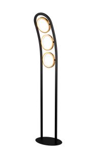 Corvus Floor Lamp, 3 Ring, 25W LED, 3200K, 1375lm, Satin Black / Gold, 3yrs Warranty