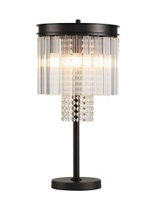 Nutration Table Lamp, 6 Light E14, Brown Oxide With Fluted Glass And Crystal
