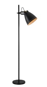 Oberlo Adjustable Floor Lamp, 1 x E27, Matt Black/Antique Brass/Khaki