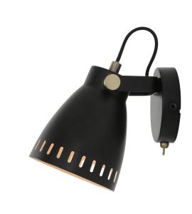 Oberlo Adjustable Switched Wall Lamp, 1 x E27, Matt Black/Antique Brass/Khaki