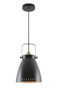 Oberlo Large Pendant, 1 x E27, Matt Black/Antique Brass/Khaki