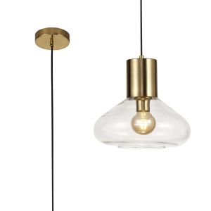 Odeyscene Wide Pendant, 1 x E27, Aged Brass/Clear Glass