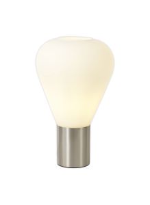 Odeyscene Narrow Table Lamp, 1 x E27, Satin Nickel/Opal Glass