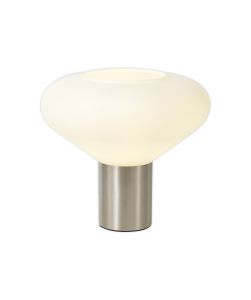 Odeyscene Wide Table Lamp, 1 x E27, Satin Nickel/Opal Glass