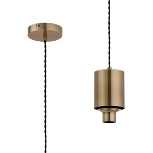 Odeyscene 12cm Pendant (FRAME ONLY), 1 x E27, Antique Brass/Black Braided Twisted Cable
