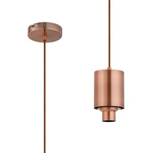 Odeyscene 12cm Pendant (FRAME ONLY), 1 x E27, Antique Copper/Brown Braided Cable