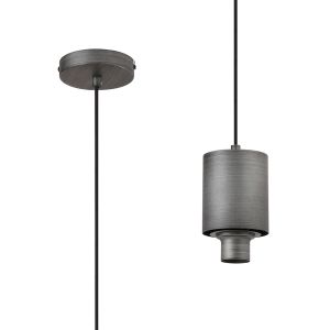 Odeyscene 12cm Pendant (FRAME ONLY), 1 x E27, Pewter/Black Braided Cable
