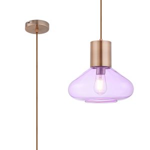 Odeyscene 31cm Wide Pendant, 1 x E27, Antique Copper/Lilac Glass