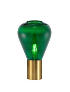 Odeyscene Narrow Table Lamp, 1 x E27, Aged Brass/Bottle Green Glass