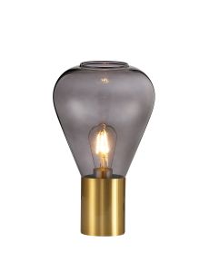 Odeyscene Narrow Table Lamp, 1 x E27, Aged Brass/Inky Black Glass