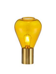 Odeyscene Narrow Table Lamp, 1 x E27, Aged Brass/Yellow Glass