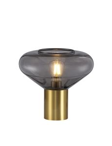 Odeyscene Wide Table Lamp, 1 x E27, Aged Brass/Inky Black Glass