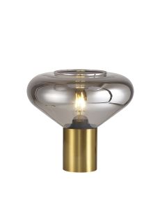 Odeyscene Wide Table Lamp, 1 x E27, Aged Brass/Smoke Plated Glass