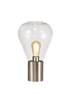 Odeyscene Narrow Table Lamp, 1 x E27, Satin Nickel/Clear Glass