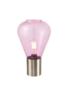 Odeyscene Narrow Table Lamp, 1 x E27, Satin Nickel/Lilac Glass