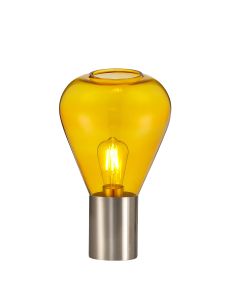 Odeyscene Narrow Table Lamp, 1 x E27, Satin Nickel/Yellow Glass