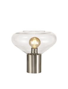 Odeyscene Wide Table Lamp, 1 x E27, Satin Nickel/Clear Glass