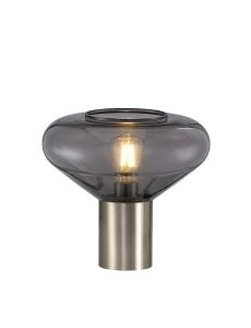 Odeyscene Wide Table Lamp, 1 x E27, Satin Nickel/Inky Black Glass