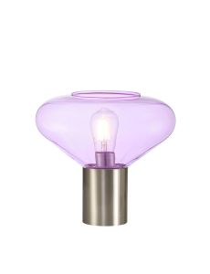 Odeyscene Wide Table Lamp, 1 x E27, Satin Nickel/Lilac Glass