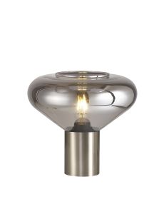 Odeyscene Wide Table Lamp, 1 x E27, Satin Nickel/Smoke Plated Glass