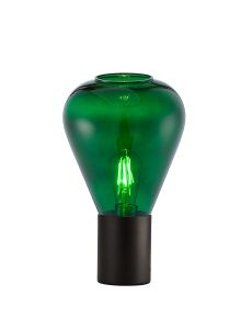 Odeyscene Narrow Table Lamp, 1 x E27, Satin Black/Bottle Green Glass
