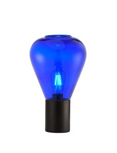 Odeyscene Narrow Table Lamp, 1 x E27, Satin Black/Blue Ink Glass