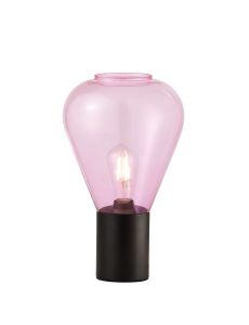 Odeyscene Narrow Table Lamp, 1 x E27, Satin Black/Lilac Glass