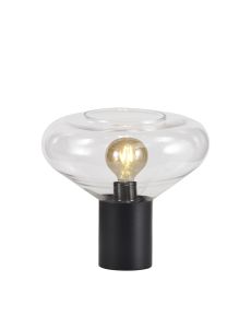 Odeyscene Wide Table Lamp, 1 x E27, Satin Black/Clear Glass