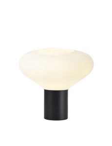 Odeyscene Wide Table Lamp, 1 x E27, Satin Black/Opal Glass