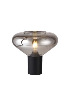 Odeyscene Wide Table Lamp, 1 x E27, Satin Black/Smoke Plated Glass