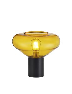 Odeyscene Wide Table Lamp, 1 x E27, Satin Black/Yellow Glass