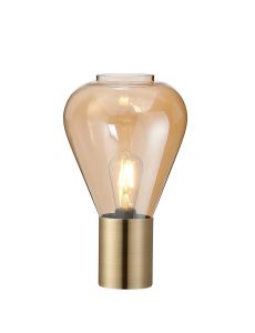 Odeyscene Narrow Table Lamp, 1 x E27, Antique Brass/Amber Glass
