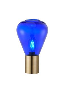 Odeyscene Narrow Table Lamp, 1 x E27, Antique Brass/Blue Ink Glass