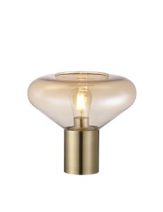 Odeyscene Wide Table Lamp, 1 x E27, Antique Brass/Amber Glass