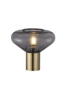 Odeyscene Wide Table Lamp, 1 x E27, Antique Brass/Inky Black Glass