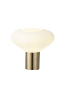 Odeyscene Wide Table Lamp, 1 x E27, Antique Brass/Opal Glass
