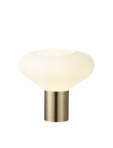 Odeyscene Wide Table Lamp, 1 x E27, Antique Brass/Opal Glass
