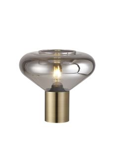 Odeyscene Wide Table Lamp, 1 x E27, Antique Brass/Smoke Plated Glass